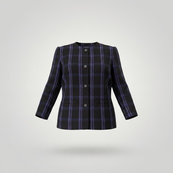 Lord & Taylor Jackets & Blazers - Lord & Taylor Vintage Plaid Blazer 6P Black Purple Wool Jacket Dark Academia